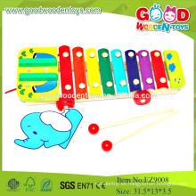 EZ9008Hot vendiendo los juguetes de madera musicales de los cabritos, elefante tiran el juguete de madera musical del xilófono de la cuerda, juguetes educativos musicales